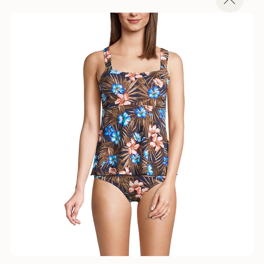 Lands end Women's Long Flutter Tankini Top size medium 10/12